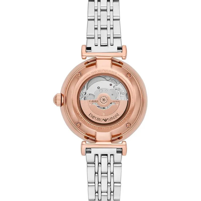 Emporio Armani Gianni T-Bar Automatic Open Heart Dial Ladies Watch- AR60049